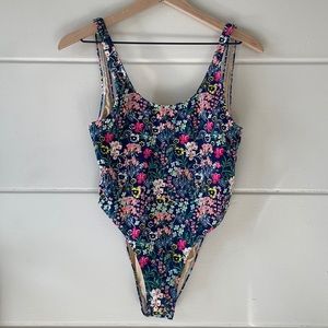 Floral High Cut One Piece Swimsuit